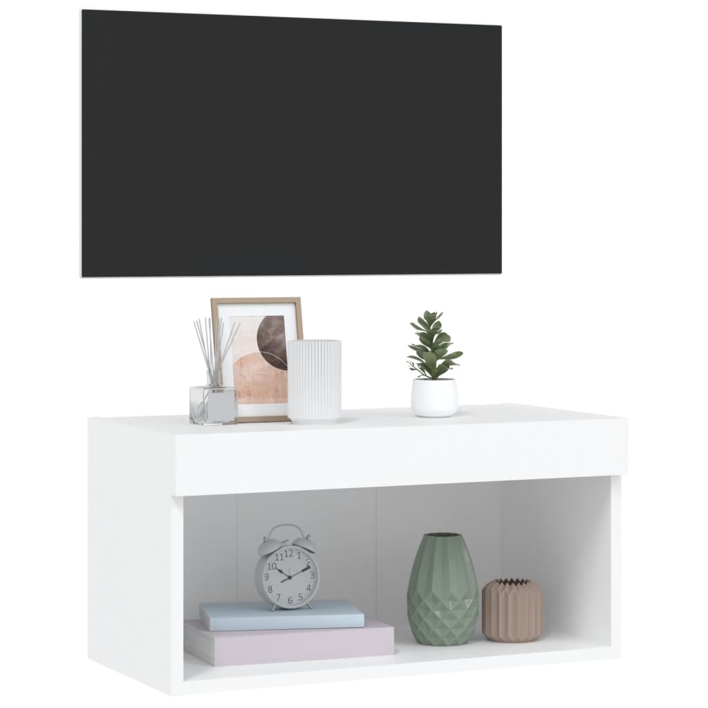 vidaXL Meuble TV avec lumières LED blanc 60x30x30 cm