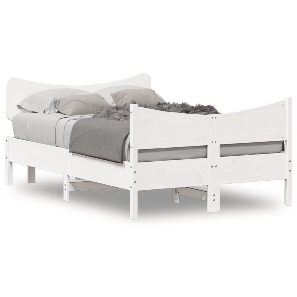 vidaXL Cadre de lit avec tête de lit blanc 120x200 cm bois pin massif