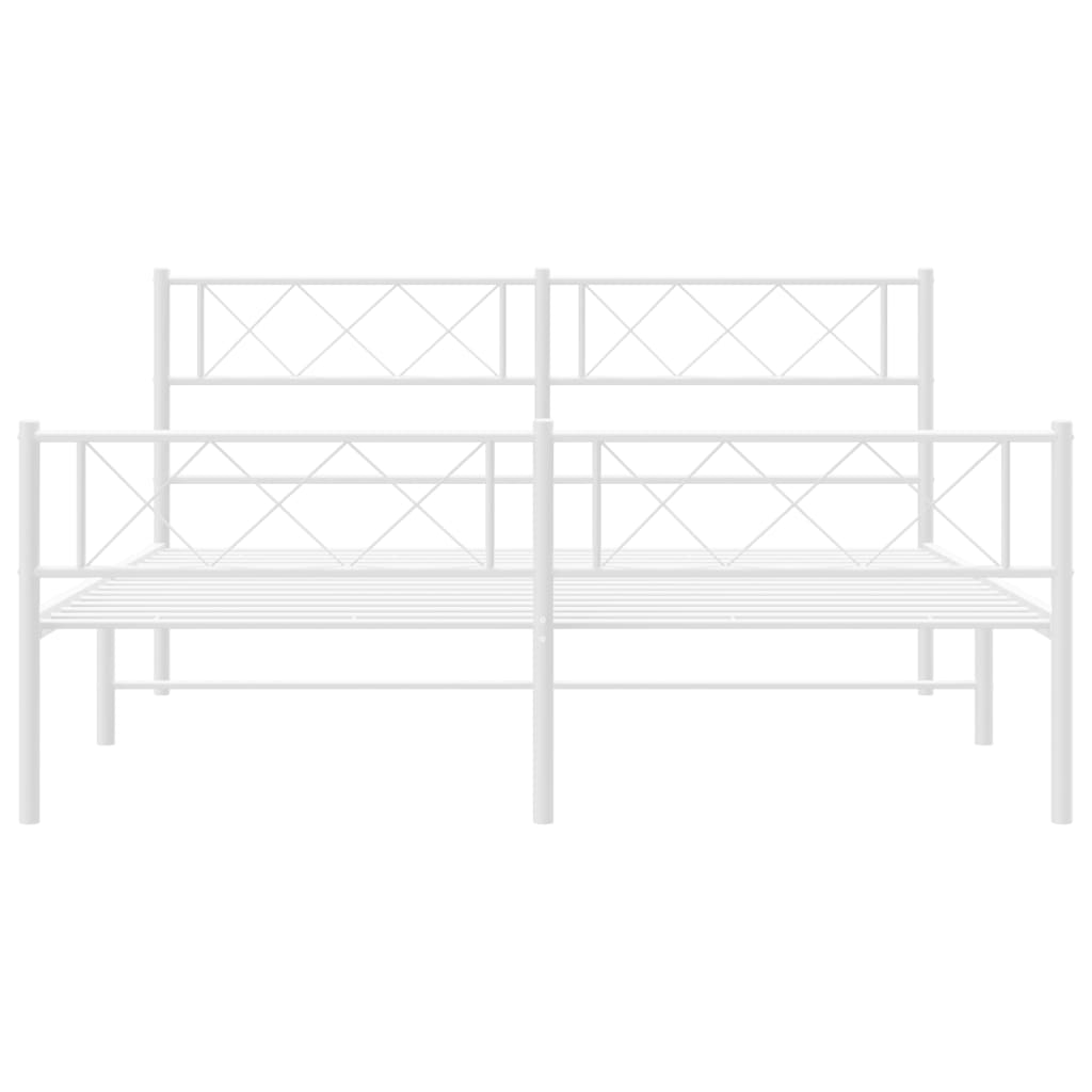 vidaXL Cadre de lit métal sans matelas et pied de lit blanc 150x200 cm