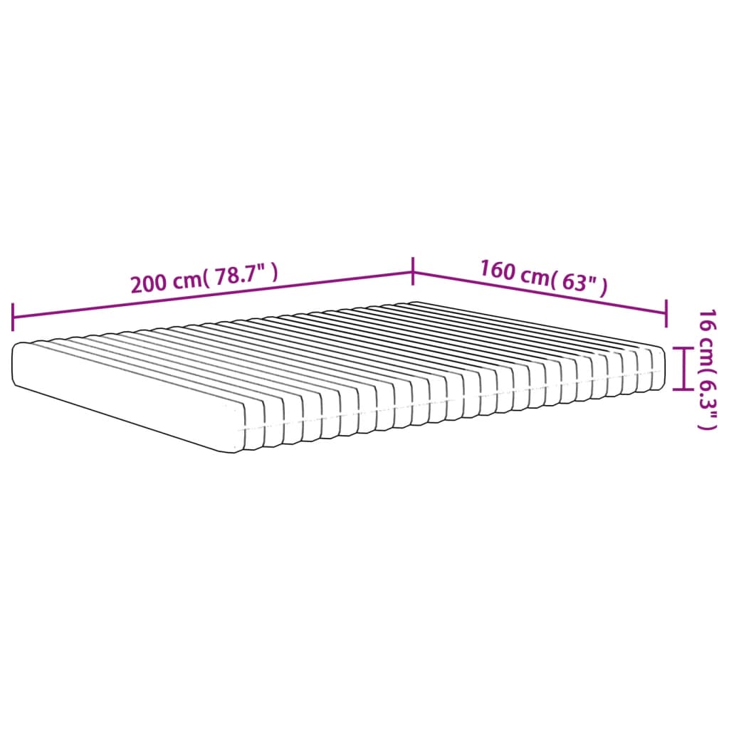 vidaXL Matelas en mousse moyennement doux 160x200 cm