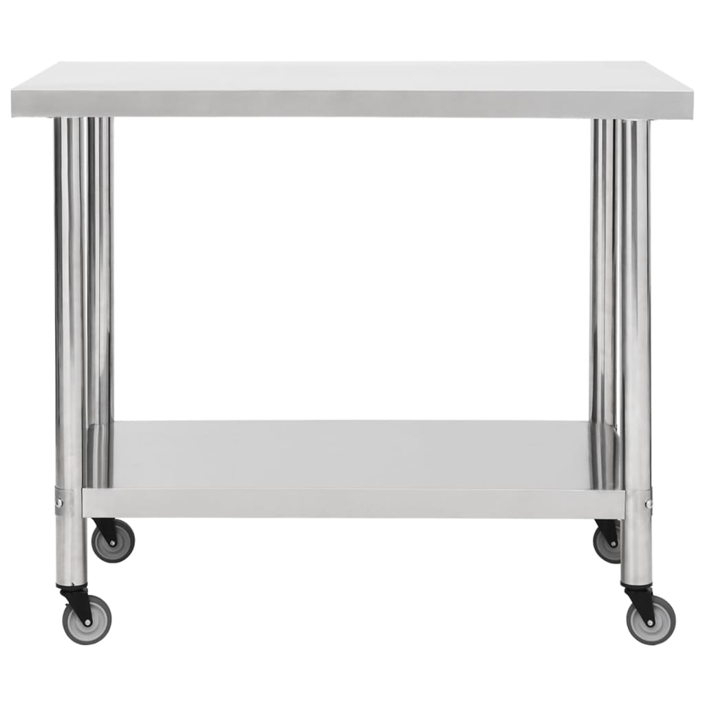 vidaXL Table de travail de cuisine avec roues 100x60x85 cm Inox