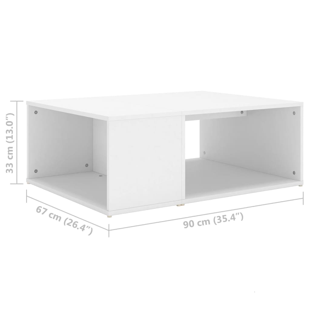 vidaXL Table basse Blanc 90x67x33 cm Aggloméré