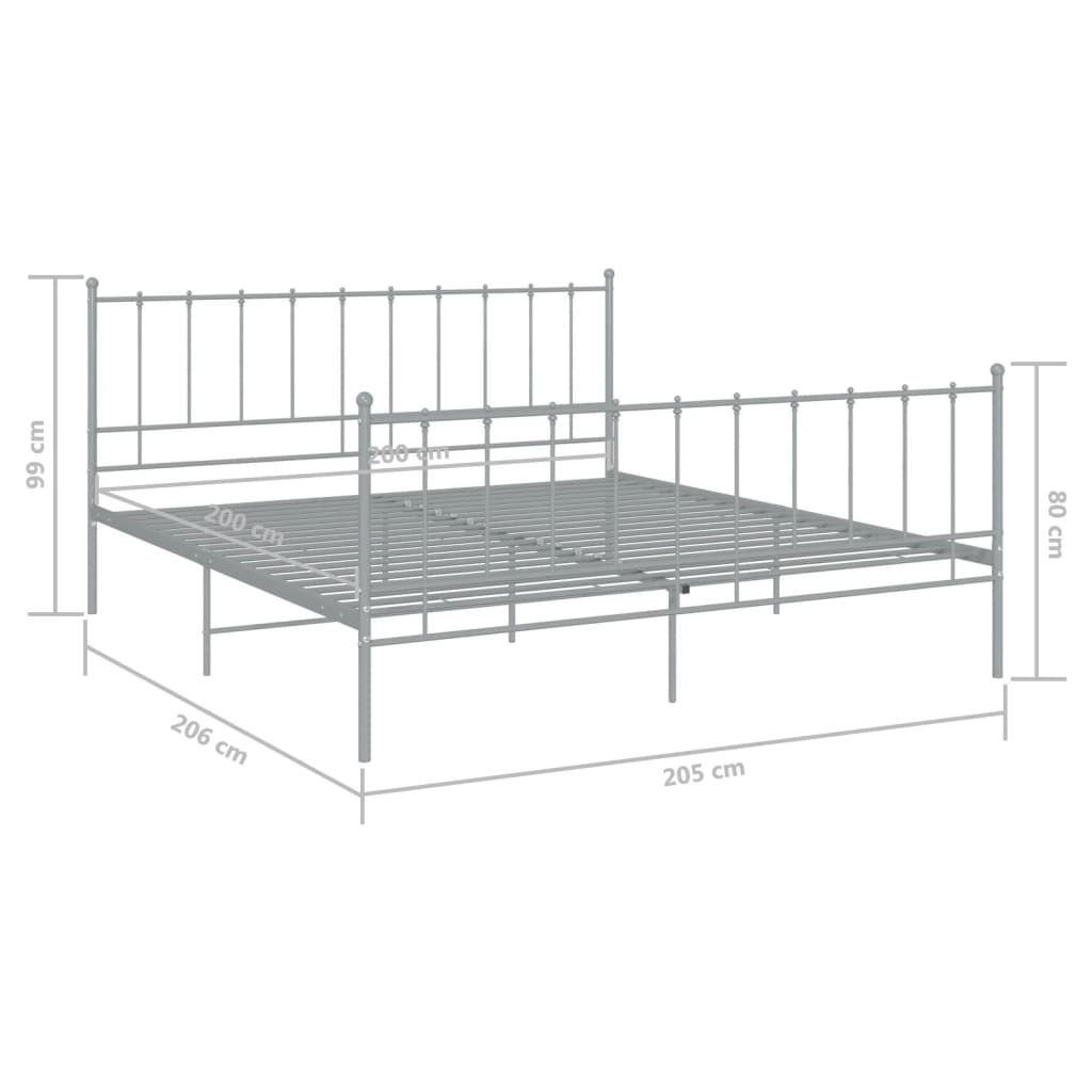 vidaXL Cadre de lit sans matelas gris métal 200x200 cm