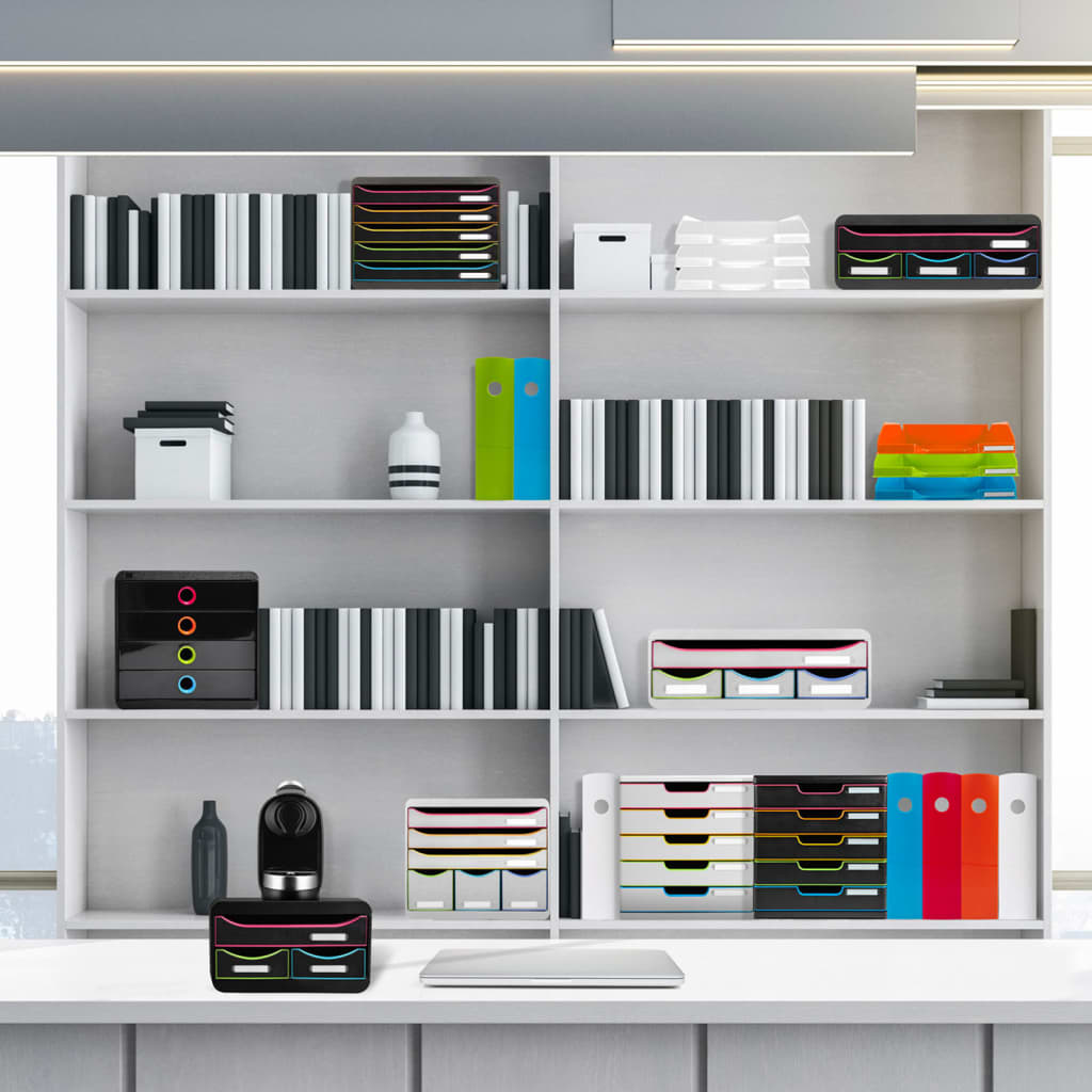 Exacompta Set de tiroirs de bureau Big-Box Black Office 4tiroirs Blanc