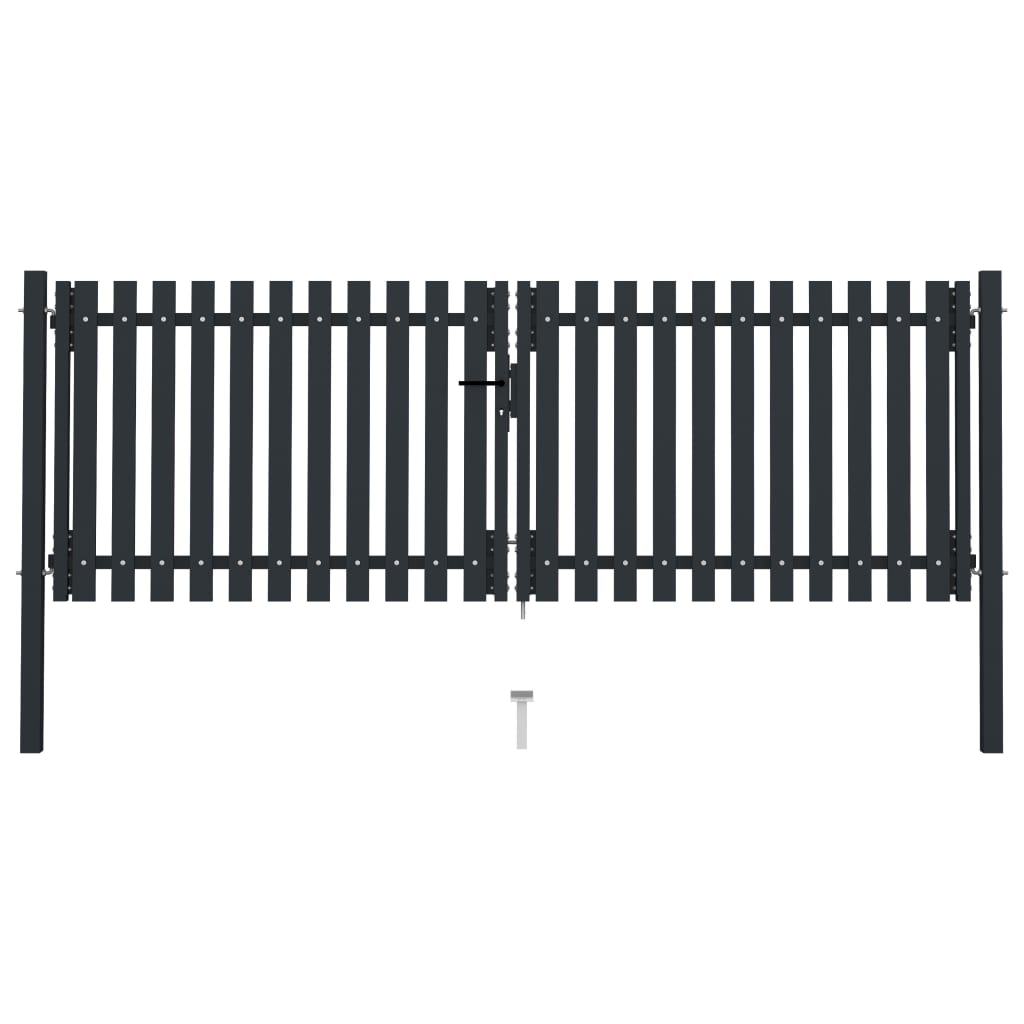 vidaXL Portail de clôture à double porte Acier 306x125 cm Anthracite