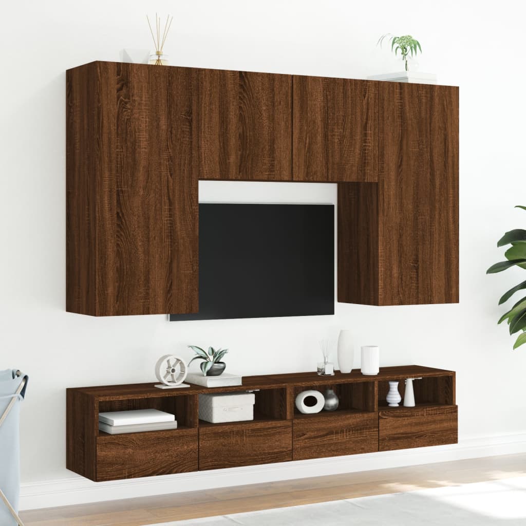 vidaXL Meubles TV muraux 2 pcs chêne marron 80x30x30cm bois ingénierie