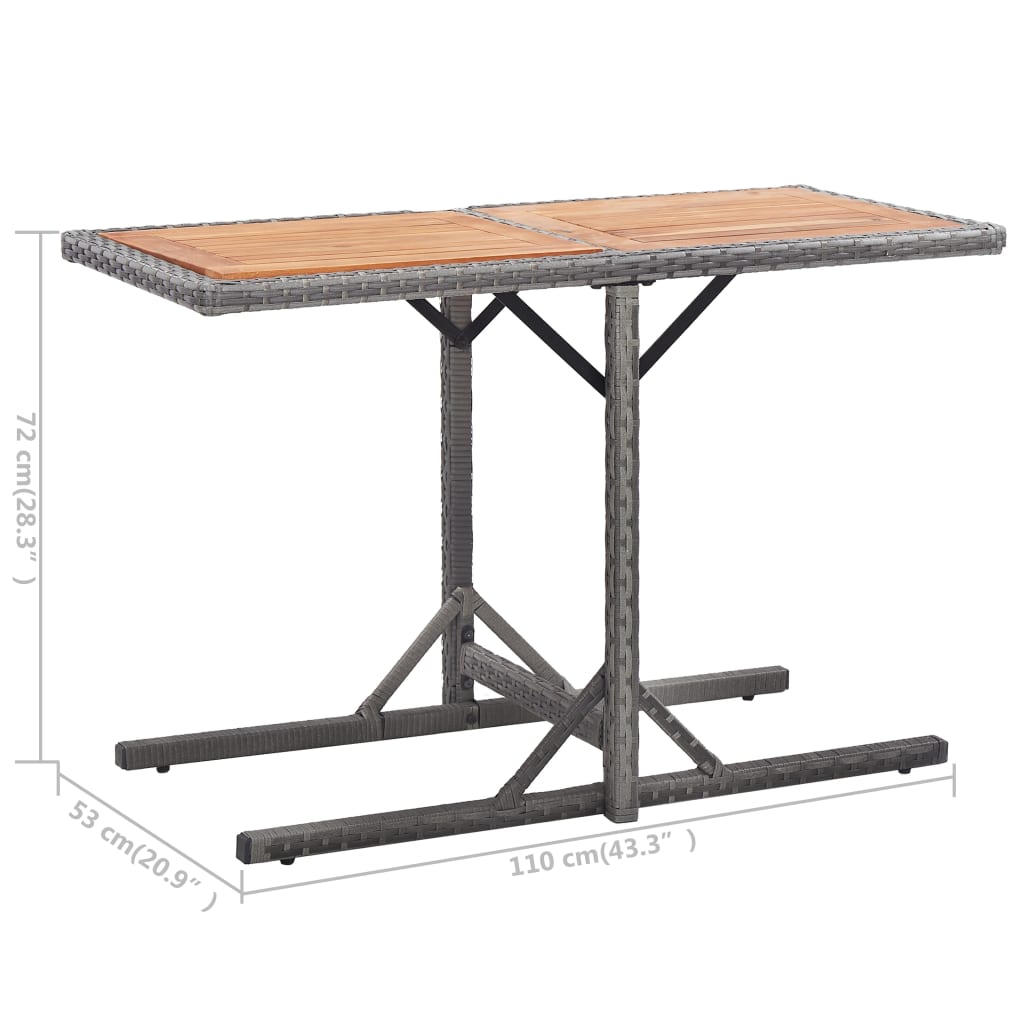 vidaXL Table de jardin Anthracite Résine tressée et bois d'acacia