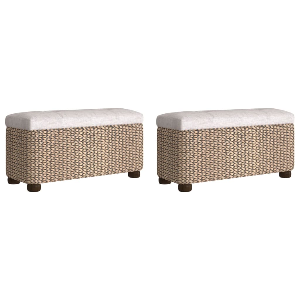 vidaXL Bancs de rangement 2 pcs avec coussin gris 69 cm quenouille