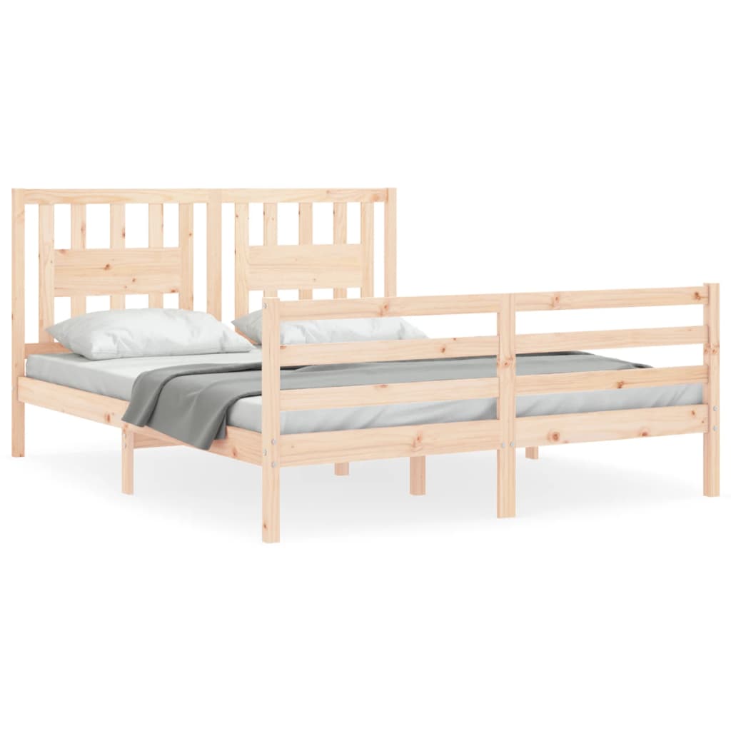 vidaXL Cadre de lit avec tête de lit king size bois massif