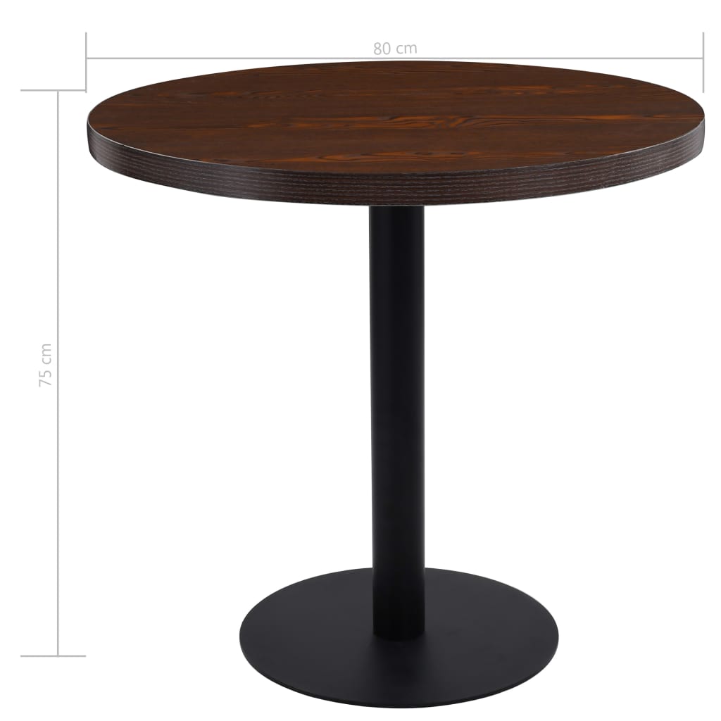 vidaXL Table de bistro Marron foncé 80 cm MDF