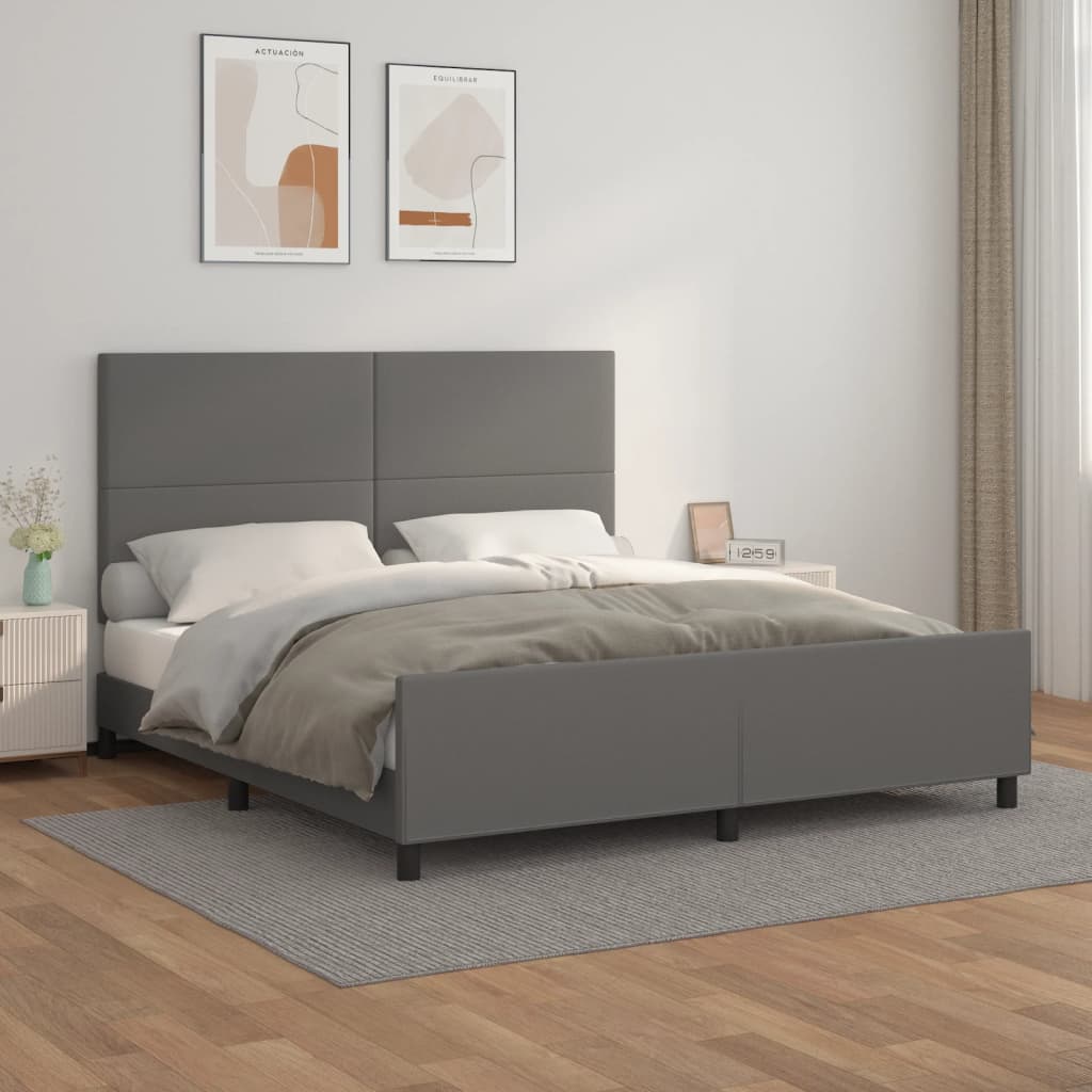 vidaXL Cadre de lit avec tête de lit Gris 180x200 cm Similicuir