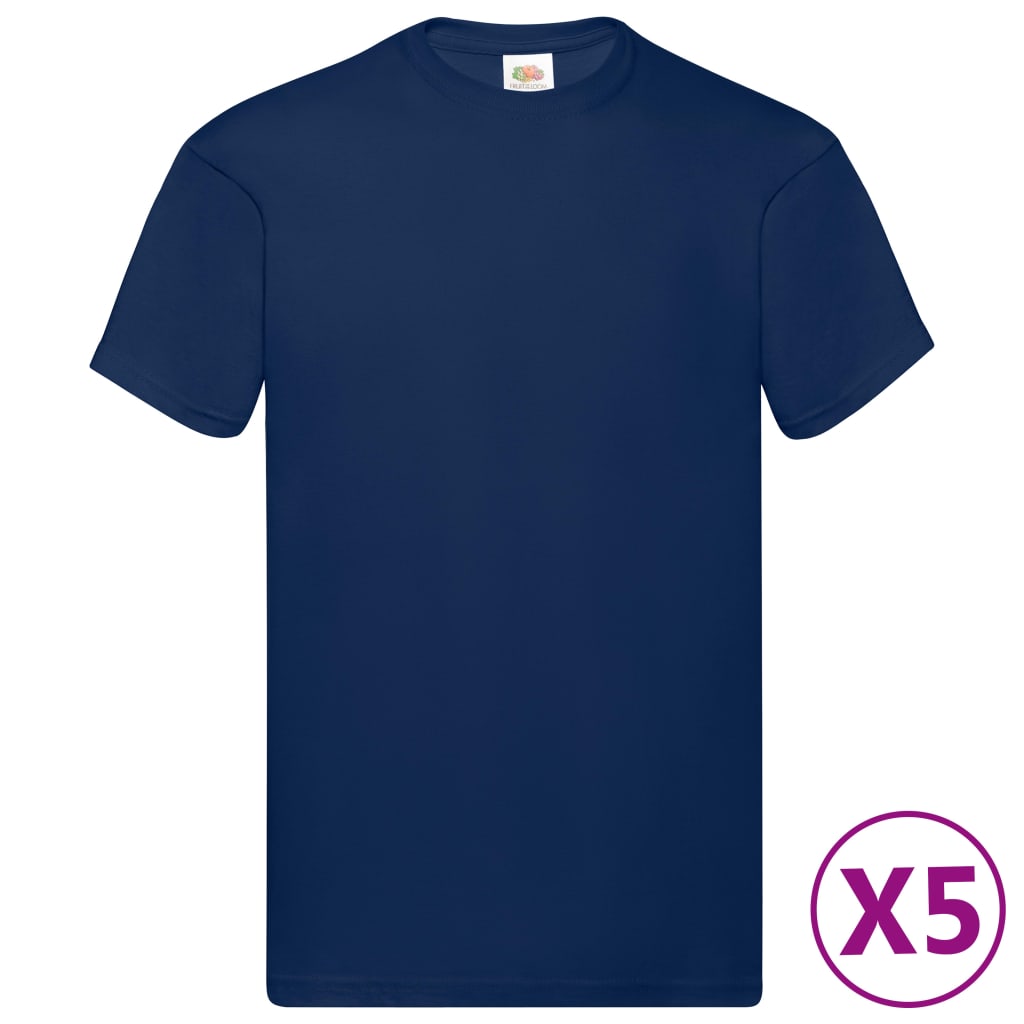 Fruit of the Loom T-shirts originaux 5 pcs Bleu XXL Coton