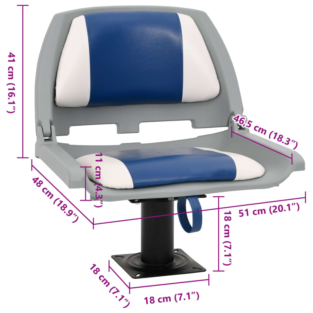 vidaXL Ensemble de sièges de bateau pliables 4 pcs bleu et blanc