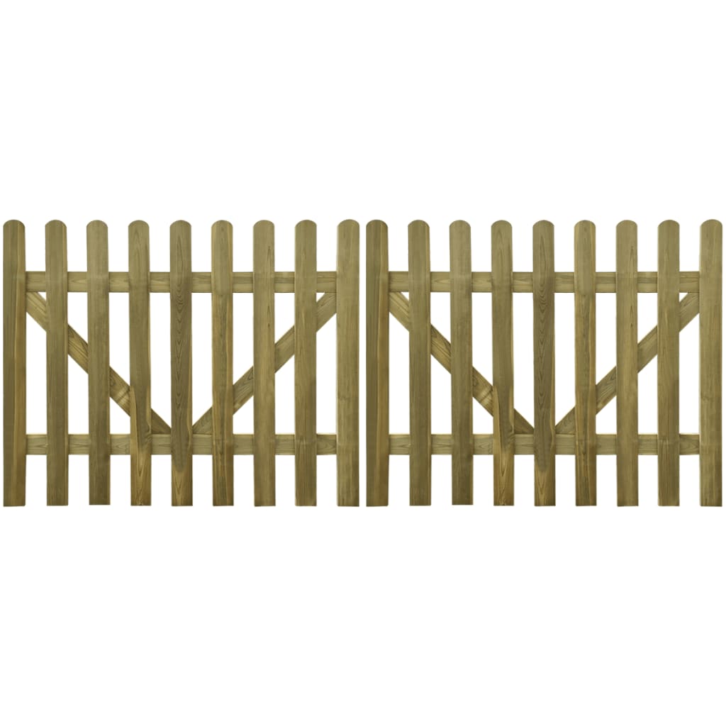 vidaXL Portail de clôture à piquets 2 pcs Bois imprégné 300x120 cm