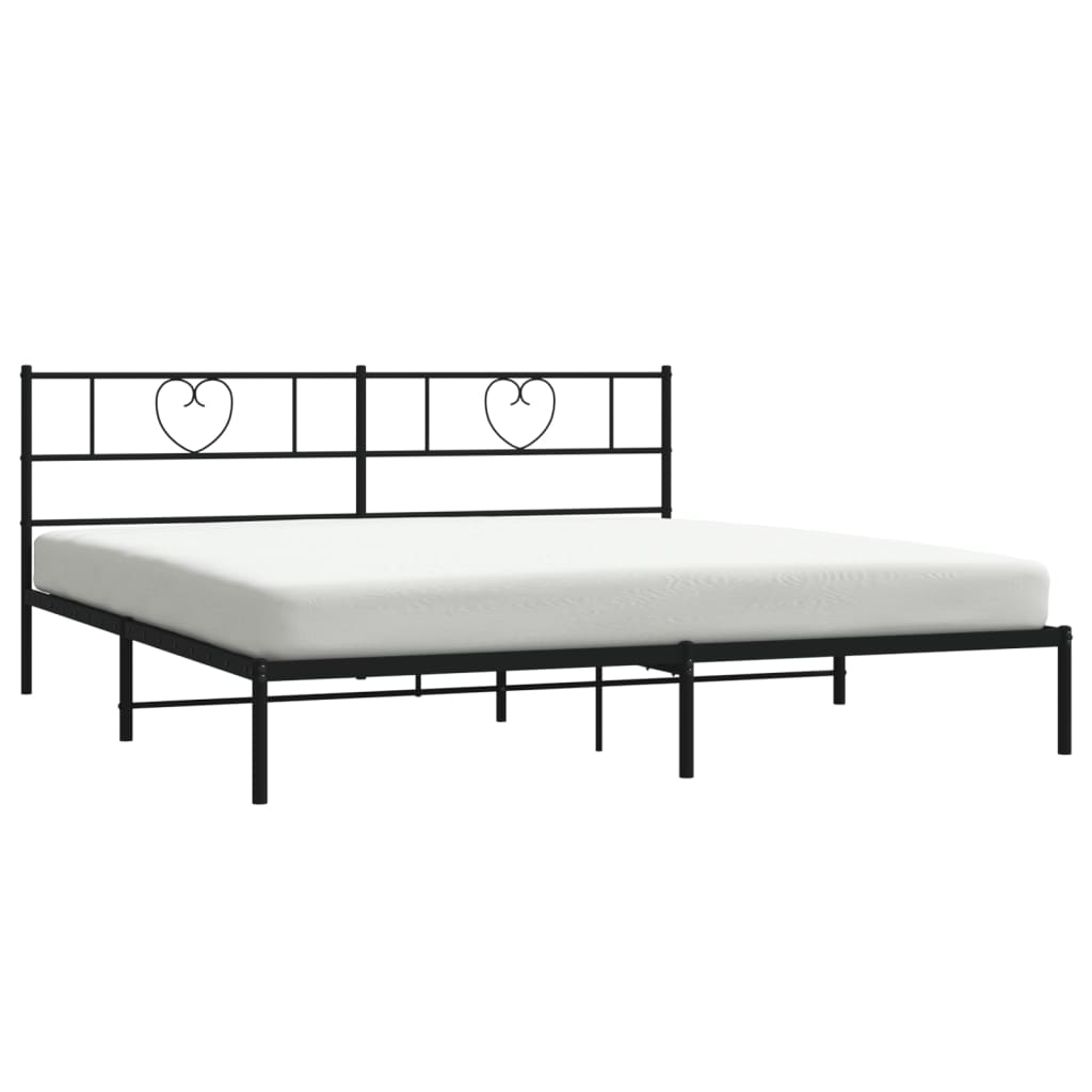 vidaXL Cadre de lit métal sans matelas avec tête de lit noir 183x213cm