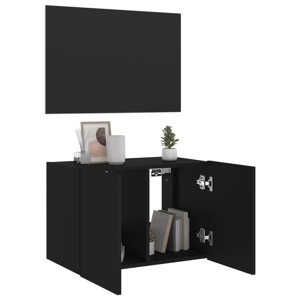 vidaXL Meuble TV mural avec lumières LED noir 60x35x41 cm