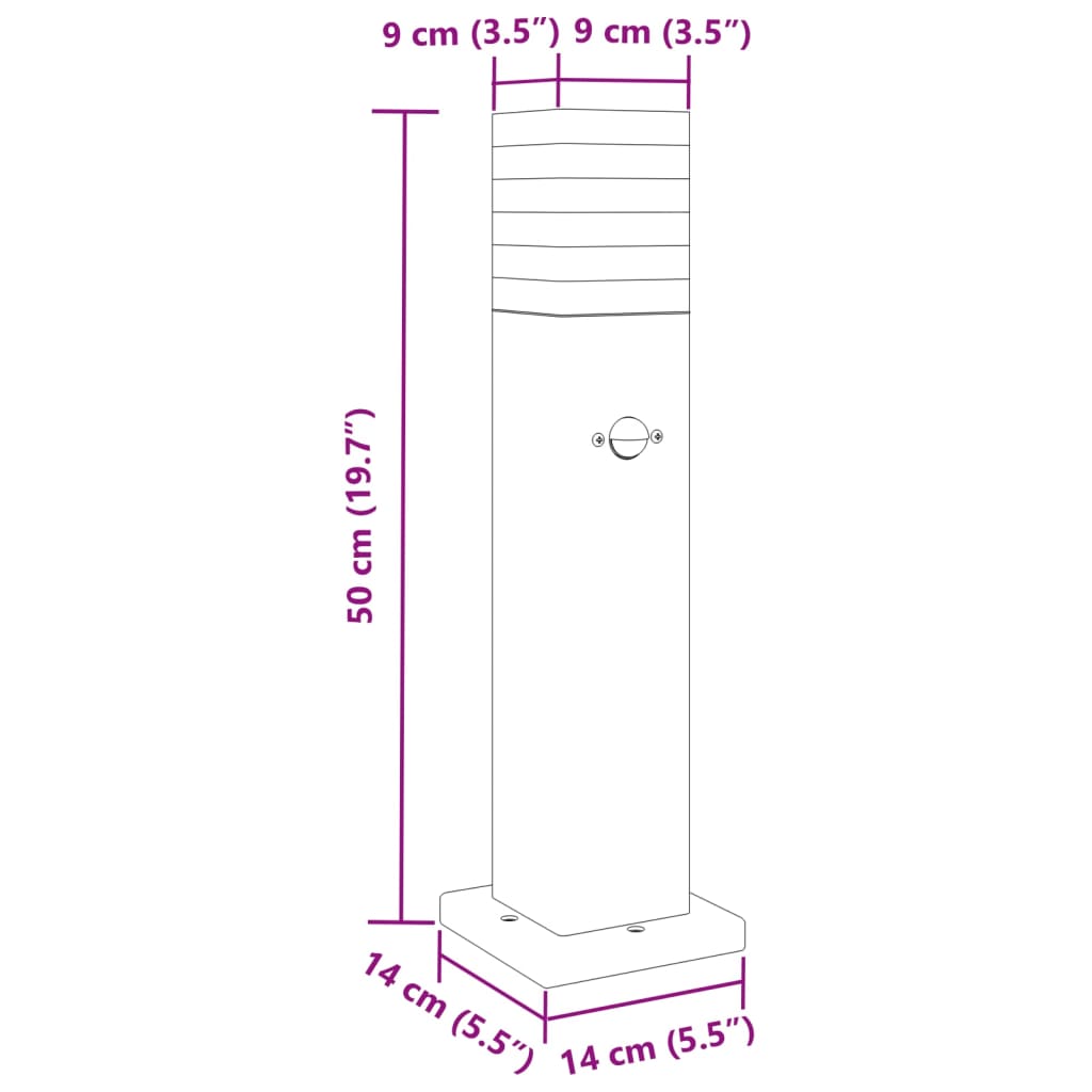 vidaXL Lampadaire d'extérieur avec capteur noir 50 cm aluminium