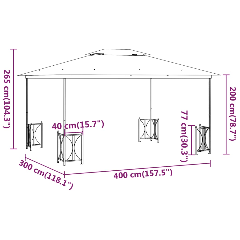 vidaXL Tonnelle avec parois et toit double 3x4 m Anthracite