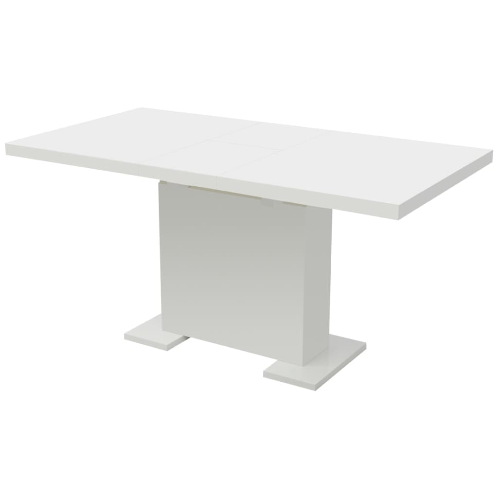 vidaXL Table extensible de salle à manger Blanc brillant