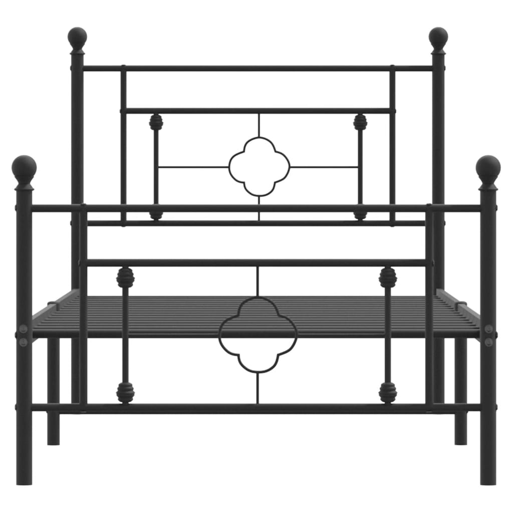 vidaXL Cadre de lit métal sans matelas avec pied de lit noir 90x190 cm