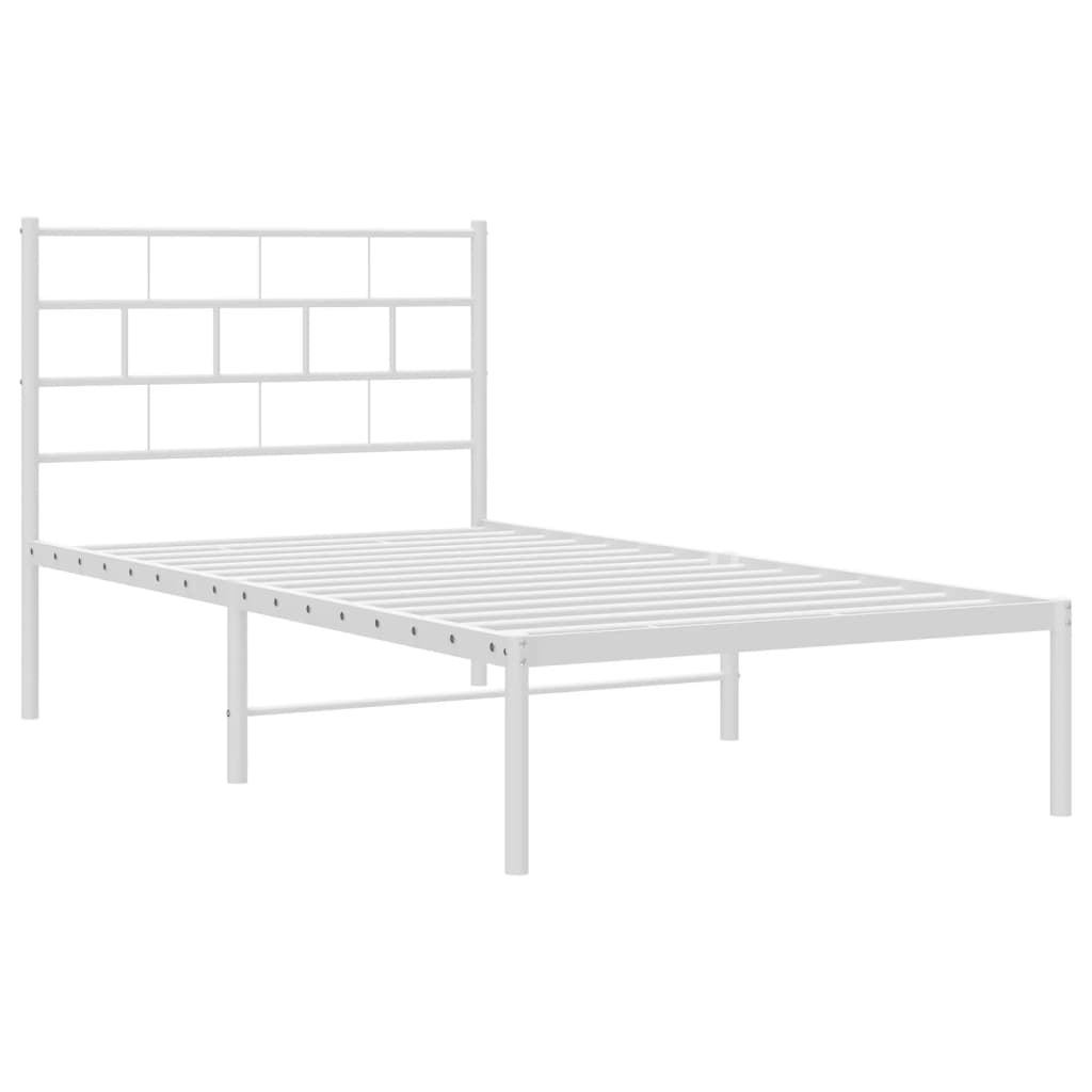 vidaXL Cadre de lit métal sans matelas avec tête de lit blanc 90x200cm