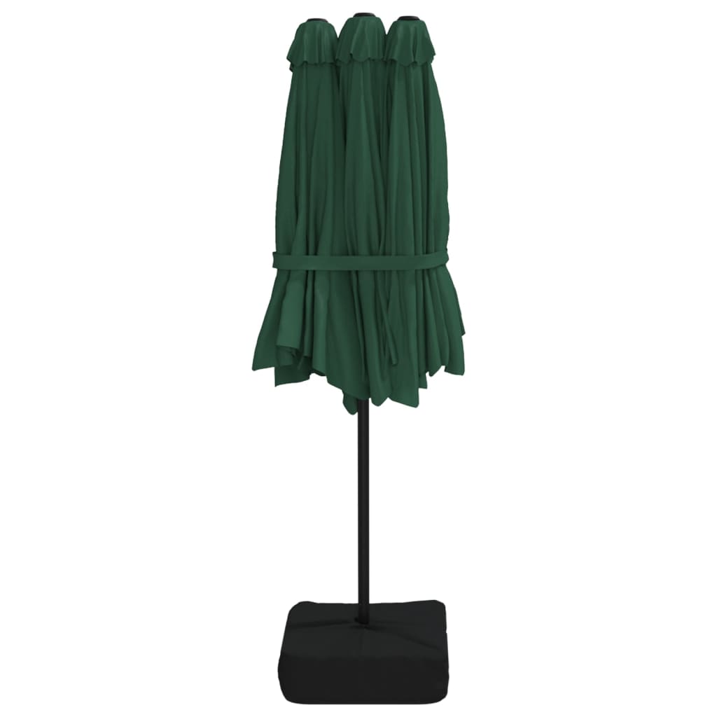 vidaXL Parasol de jardin à double tête avec LED vert 449x245 cm