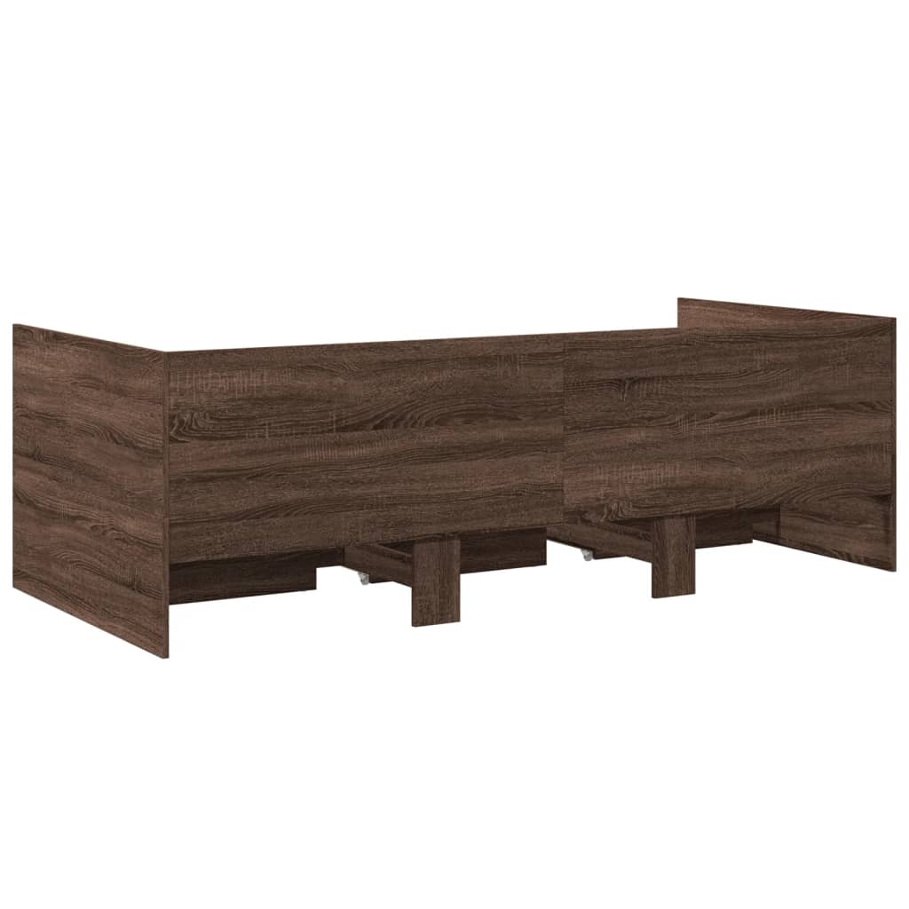 vidaXL Lit de jour avec tiroirs sans matelas chêne marron 75x190 cm