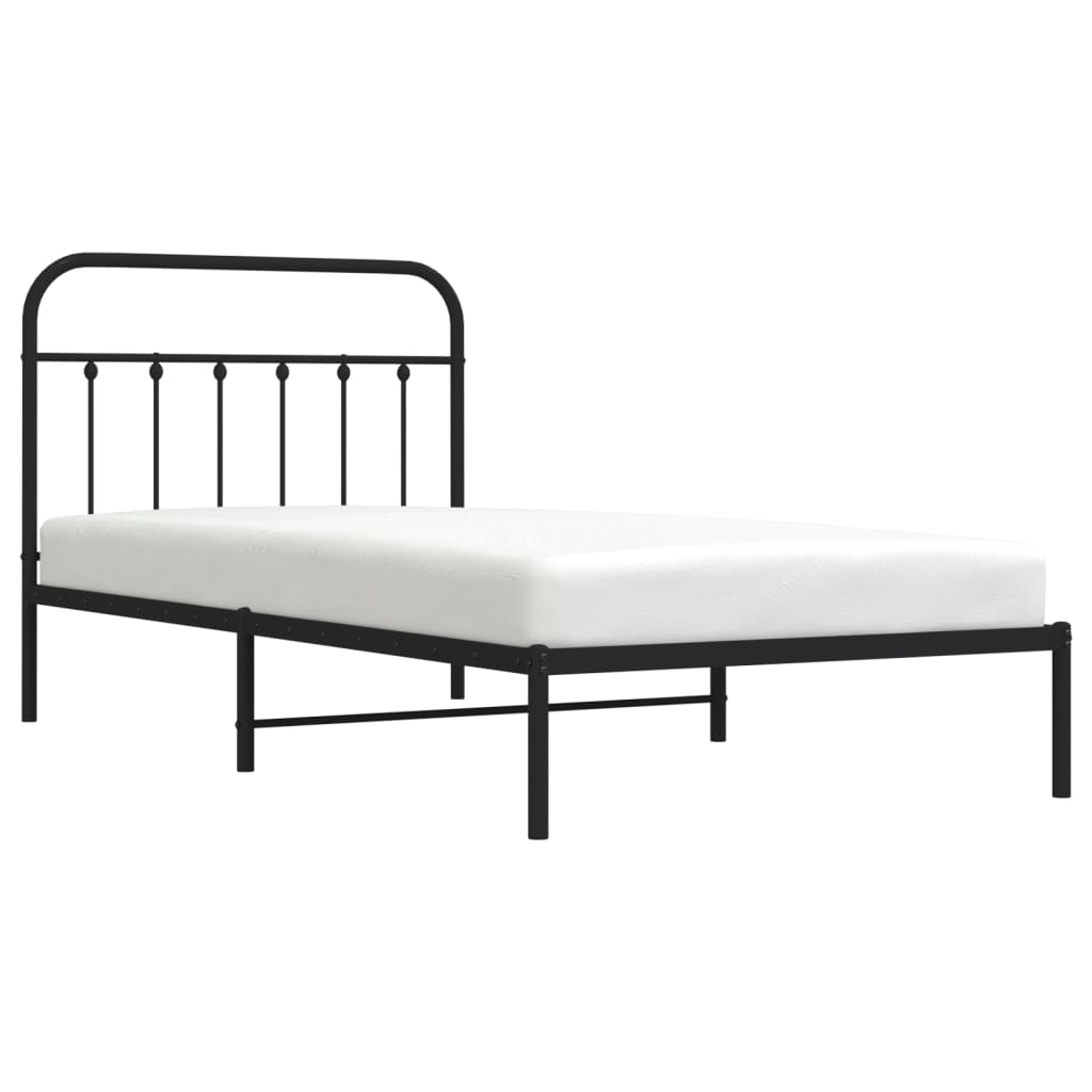 vidaXL Cadre de lit métal sans matelas avec tête de lit noir 100x200cm