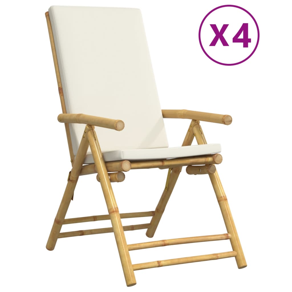 vidaXL Chaises de bistro pliantes lot de 4 et coussins blanc crème