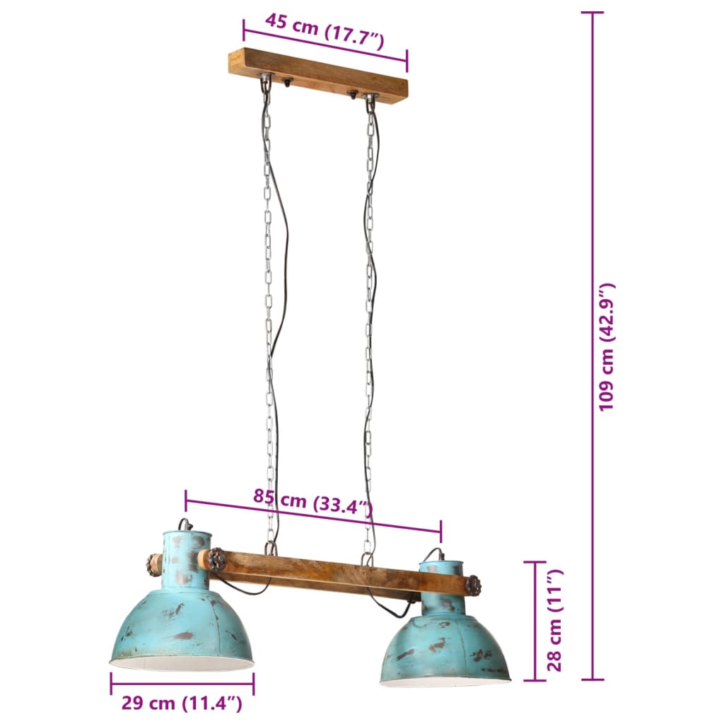 vidaXL Lampe suspendue 25 W bleu délavé 85x28x109 cm E27