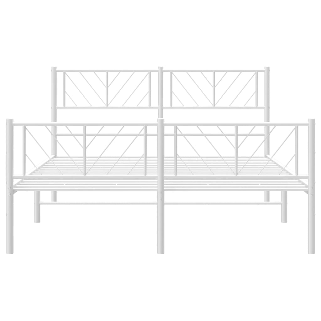 vidaXL Cadre de lit métal sans matelas et pied de lit blanc 135x190 cm