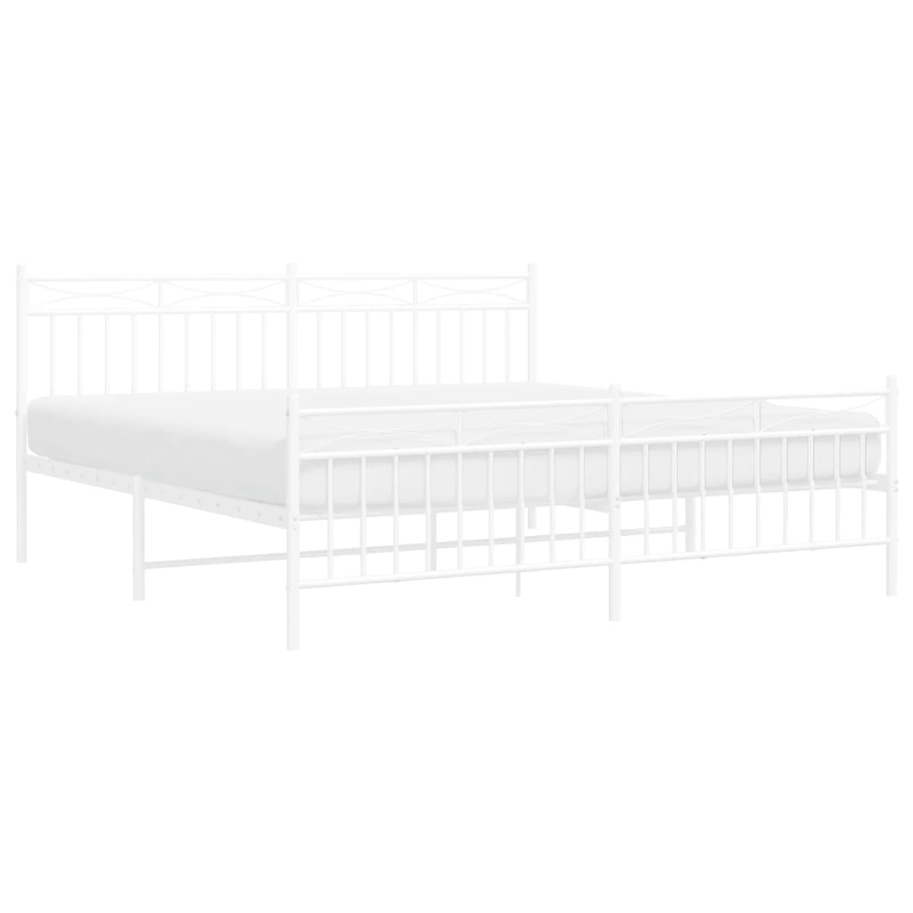 vidaXL Cadre de lit métal sans matelas et pied de lit blanc 180x200 cm