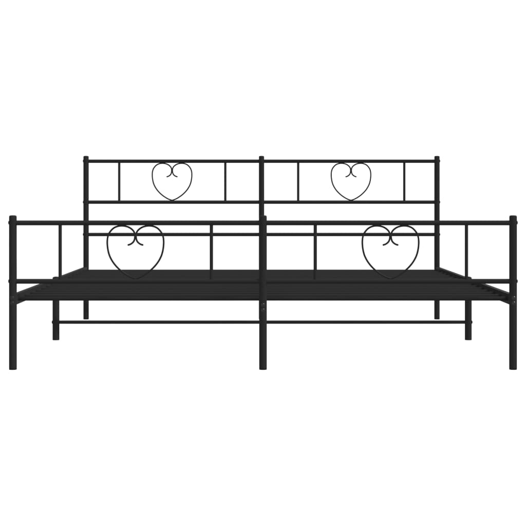 vidaXL Cadre de lit métal sans matelas avec pied de lit noir 183x213cm