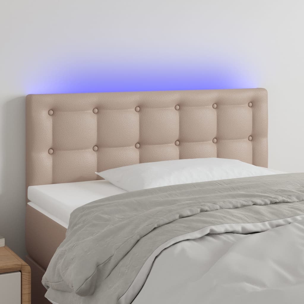 vidaXL Tête de lit à LED Cappuccino 100x5x78/88 cm Similicuir
