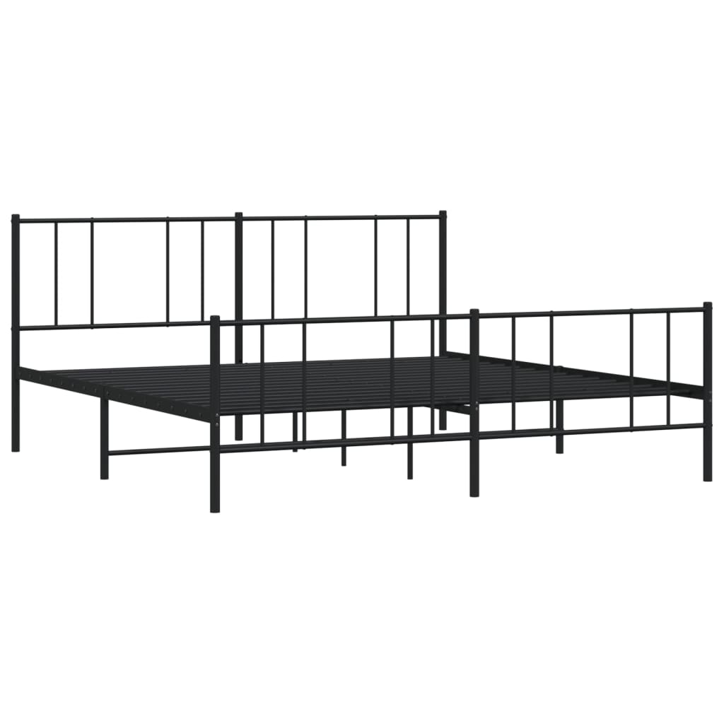 vidaXL Cadre de lit métal sans matelas avec pied de lit noir 183x213cm