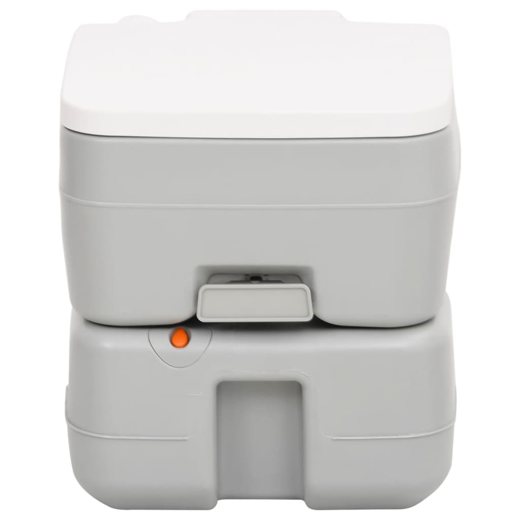 vidaXL Toilette de camping portable gris et blanc 15+10 L PEHD