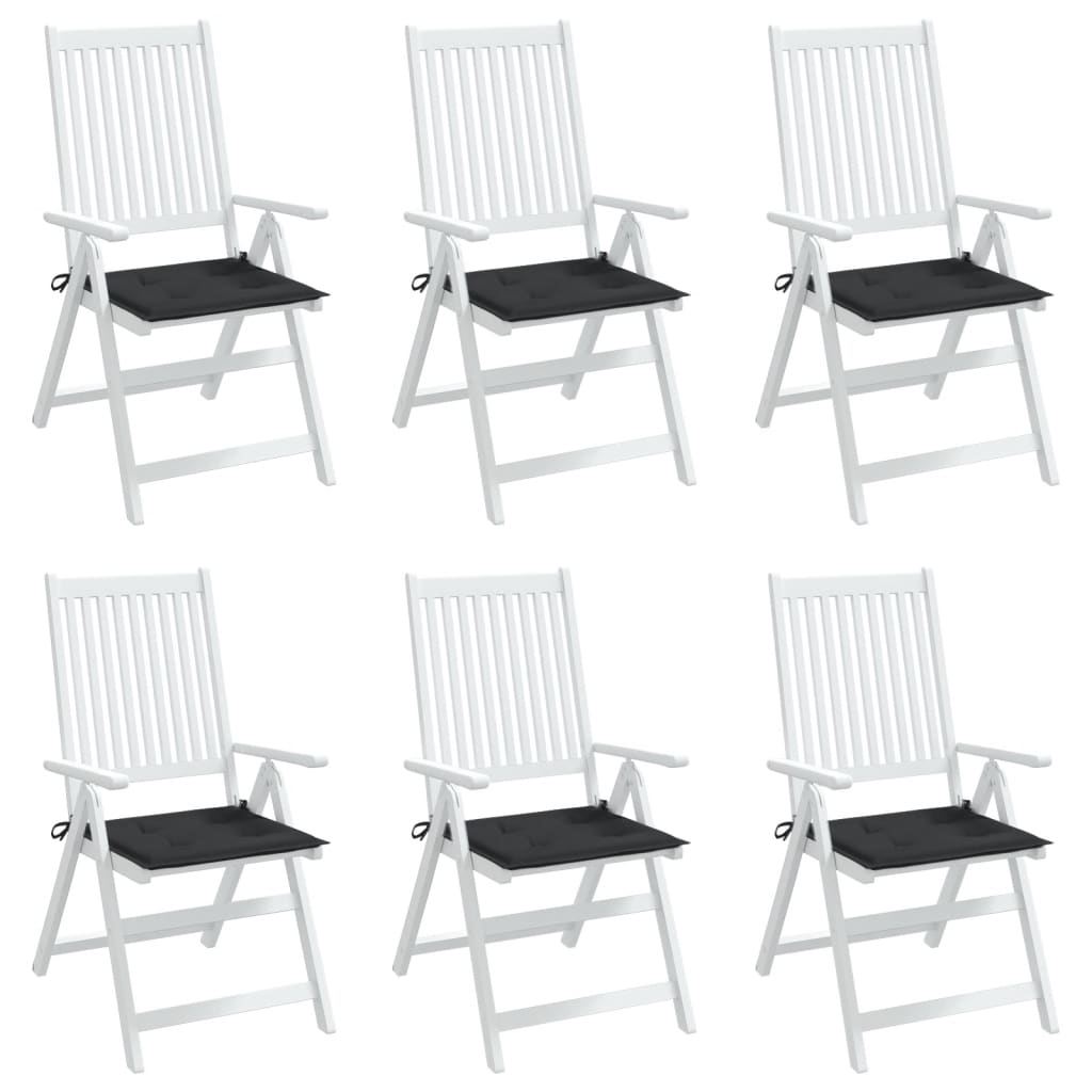 vidaXL Coussins de chaise jardin lot de 6 noir 50x50x3 cm tissu oxford