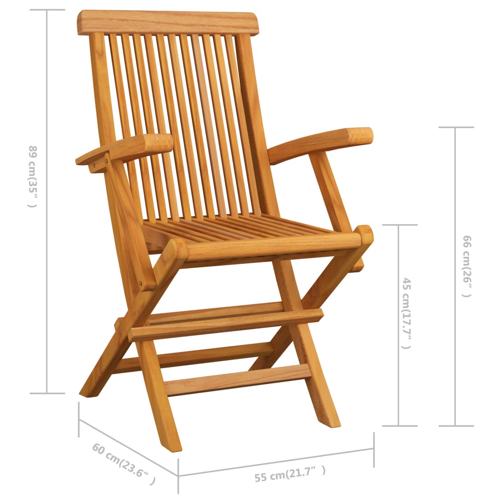 vidaXL Chaises de jardin avec coussins crème lot de 3 Bois teck massif