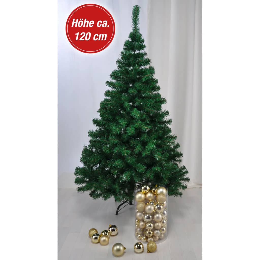 HI Sapin de Noël avec support métallique vert 120 cm