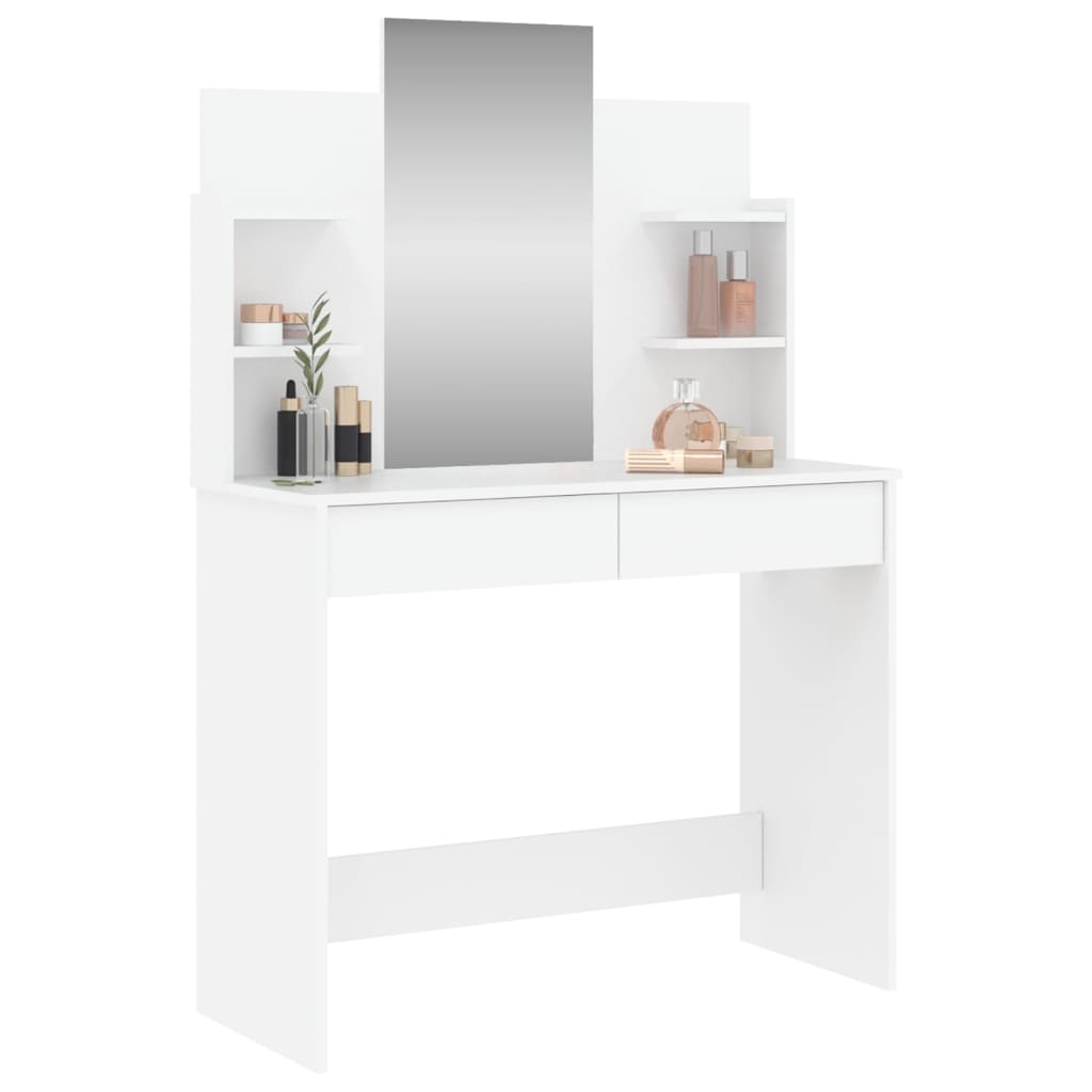 vidaXL Coiffeuse avec miroir blanc 96x39x142 cm