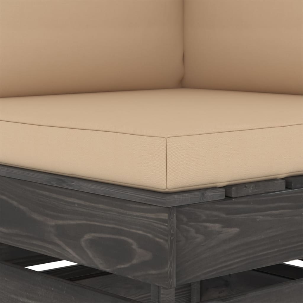 vidaXL Canapé d'angle sectionnel avec coussins Bois imprégné de gris