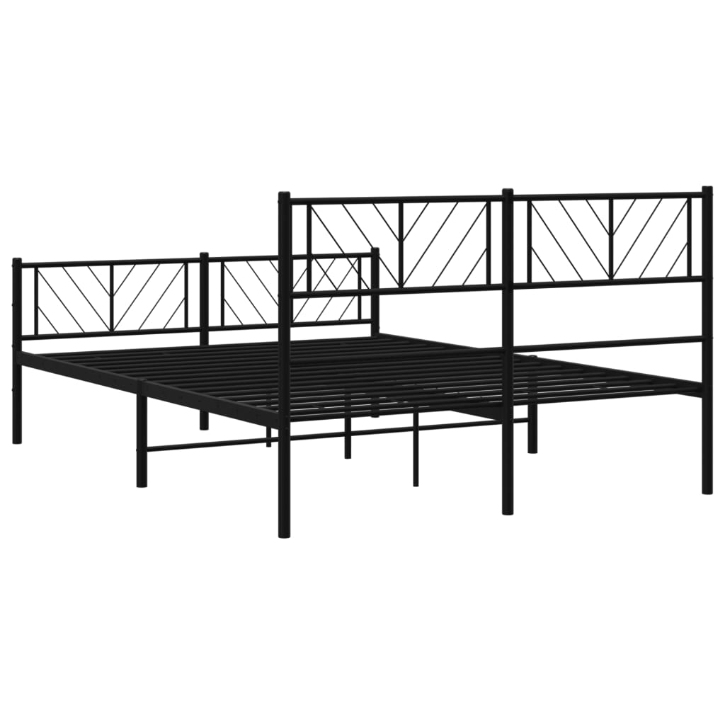 vidaXL Cadre de lit métal sans matelas avec pied de lit noir 135x190cm