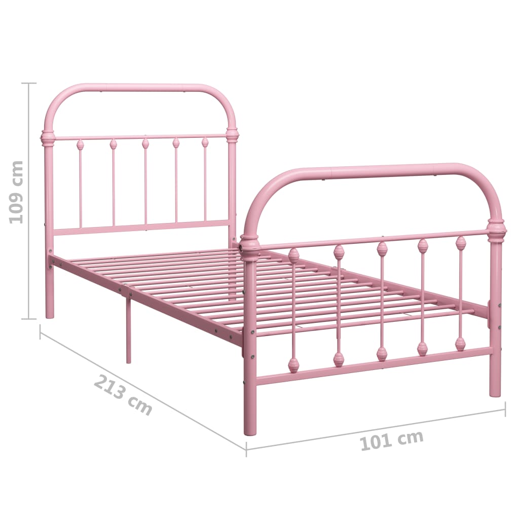 vidaXL Cadre de lit sans matelas rose métal 90x200 cm