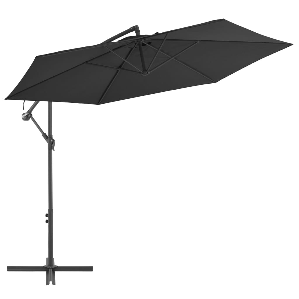 vidaXL Parasol de jardin en porte-à-faux avec mât en aluminium noir