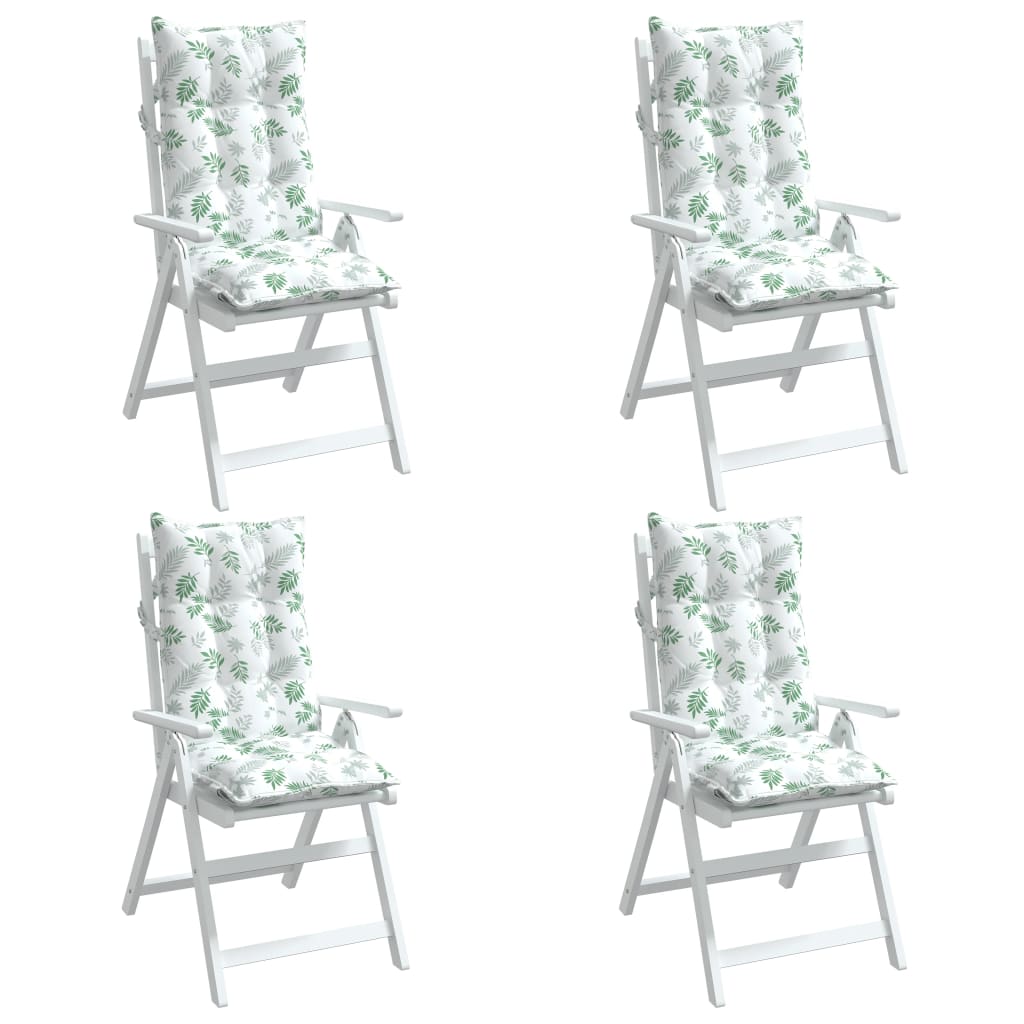 vidaXL Coussins de chaise à dossier haut lot de 4 modèle de feuille