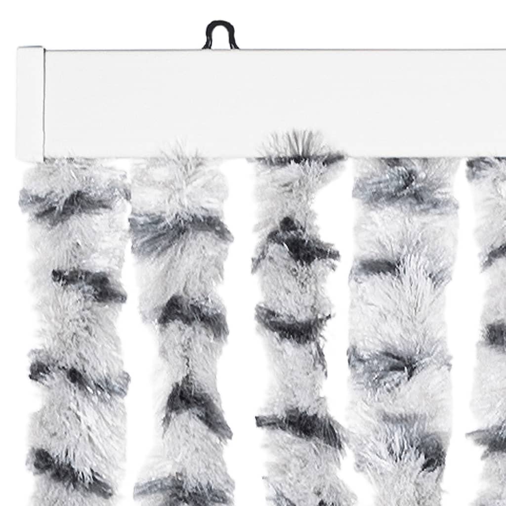 vidaXL Rideau anti-mouches gris clair et gris foncé 90x200 cm chenille