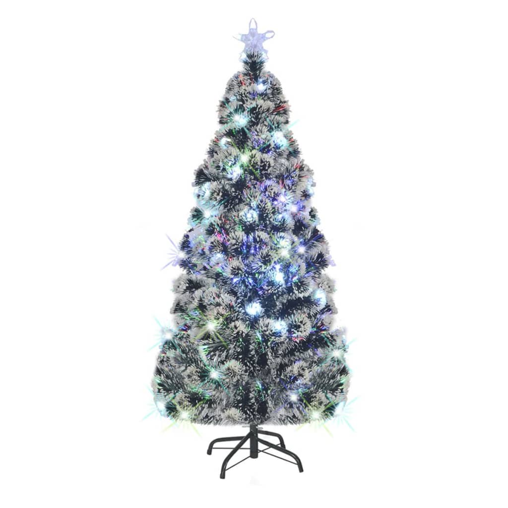 vidaXL Arbre de Noël pré-éclairé avec support 180 cm fibre optique