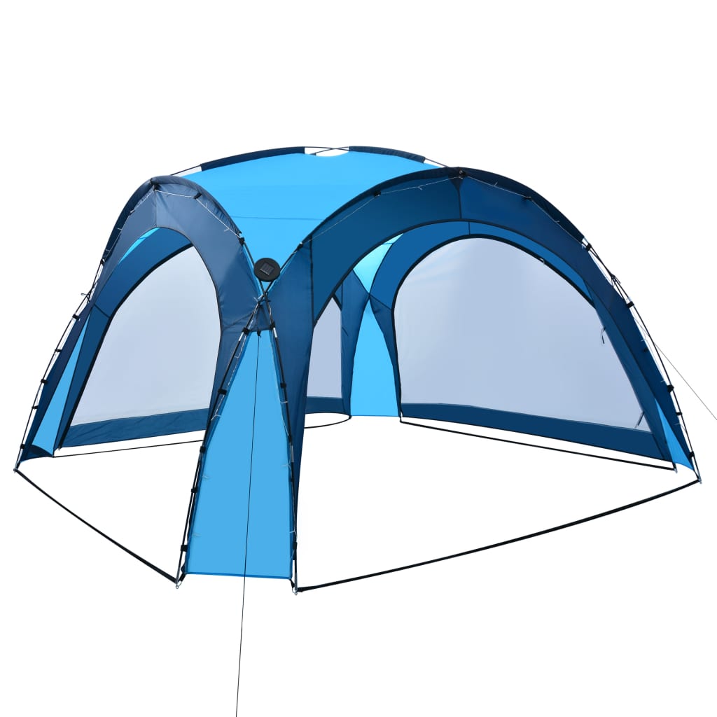 vidaXL Tente de réception avec LED et 4 parois 3,6x3,6x2,3 m Bleu