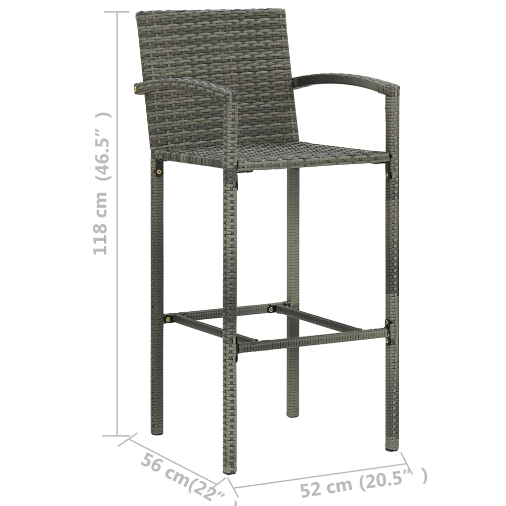 vidaXL Ensemble de bar de jardin 5 pcs Résine tressée Gris