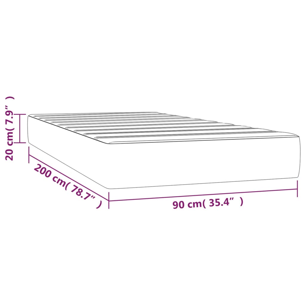 vidaXL Matelas de lit à ressorts ensachés Marron 90x200x20 cm